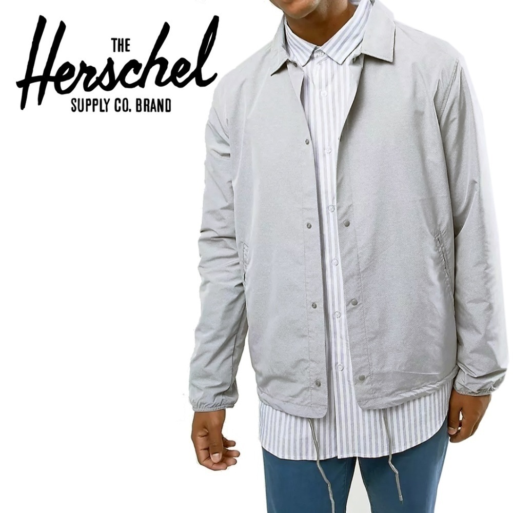 HERSCHEL Supply Co Voyage Coach Jacket Packabe Light Gray Crosshatch Stitch - Picture 7 of 9
